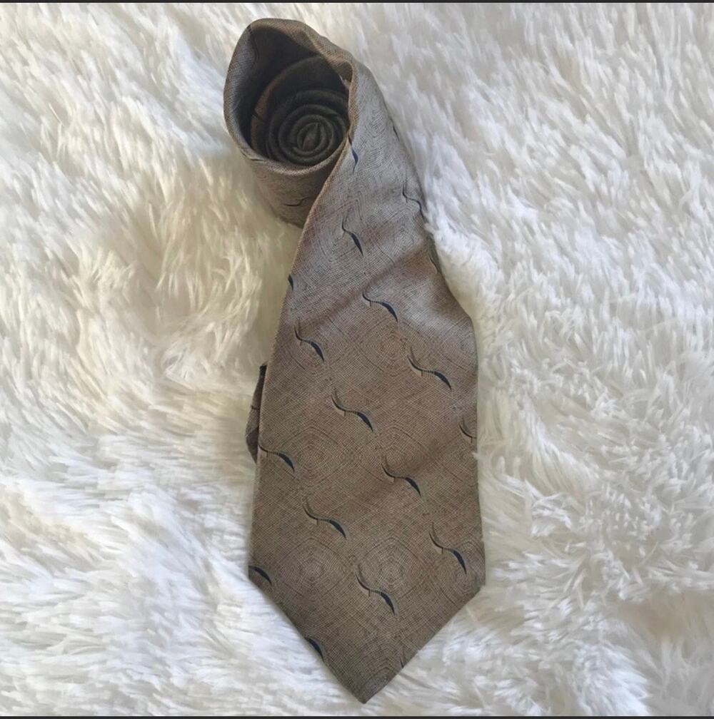 Bill Blass Black Label 100% Silk Tie Tan Black